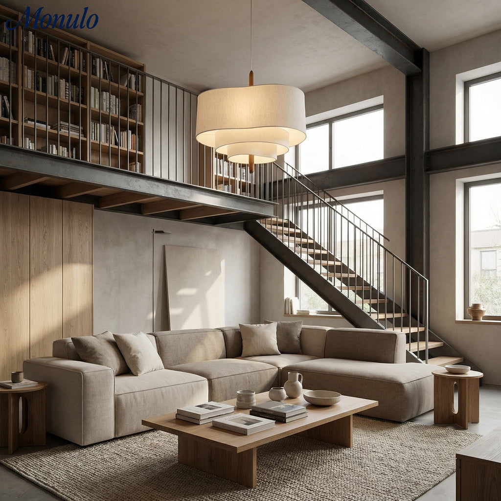Softlume Wave Linen Shade Pendant Lamp - Modern Light for Dining Room | Souliia