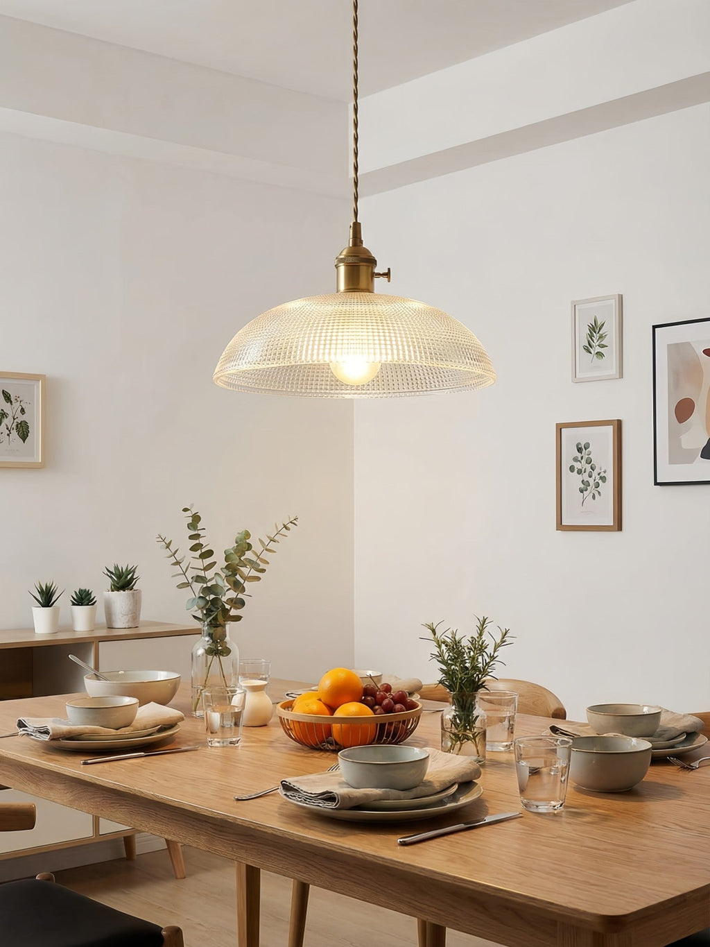 Solrib Gerippte Schalen-Pendelleuchte - Vintage-Glasleuchte für Esszimmer | Souliia