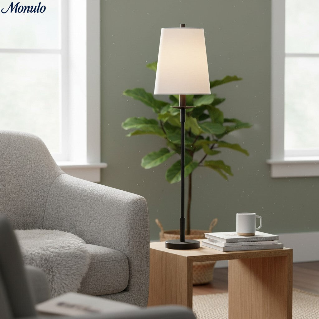 Rowan Linen Iron Table Lamp - Elegant Traditional Bedside Lighting | Souliia
