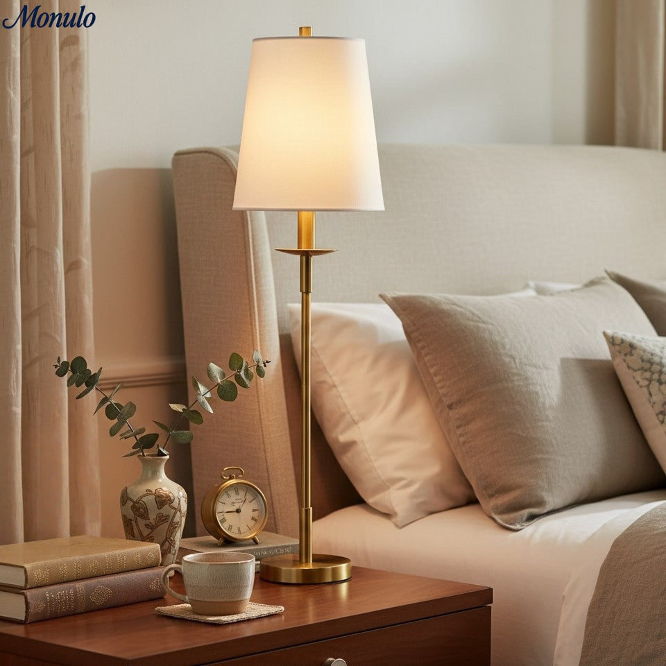 Rowan Linen Iron Table Lamp - Elegant Traditional Bedside Lighting | Souliia
