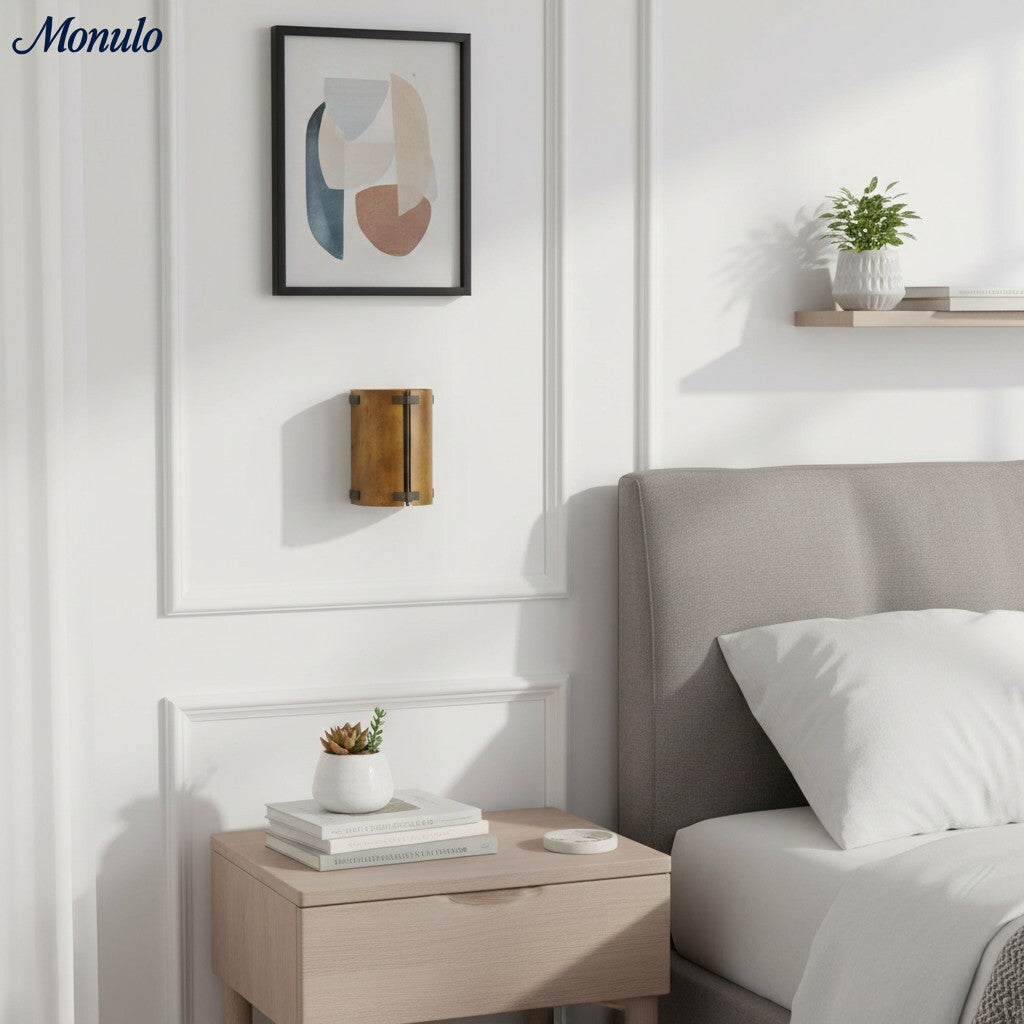 Rustivon Curved Wall Sconce - Vintage Metal Light for Bedroom | Souliia