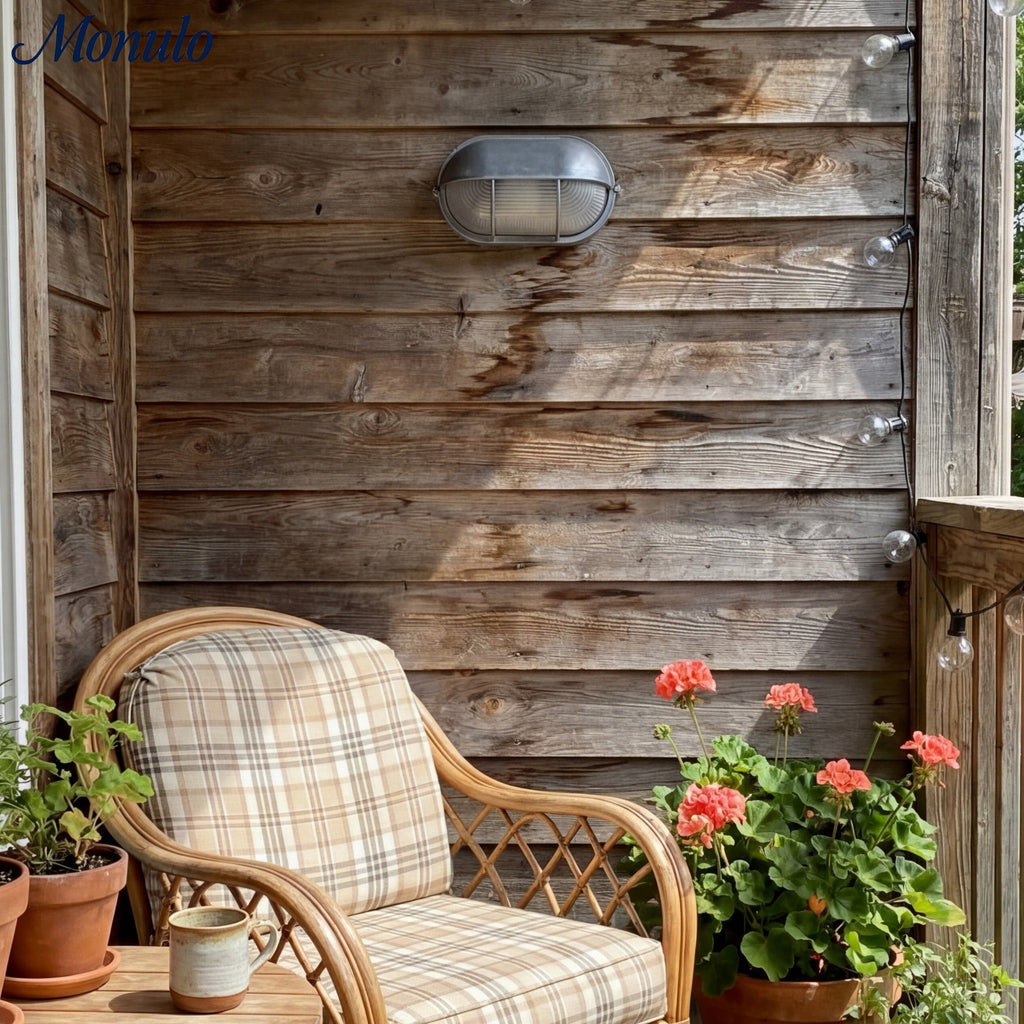 Morvane Geometric Aluminum Wall Sconce - Industrial Outdoor Lighting for Entryway | Souliia