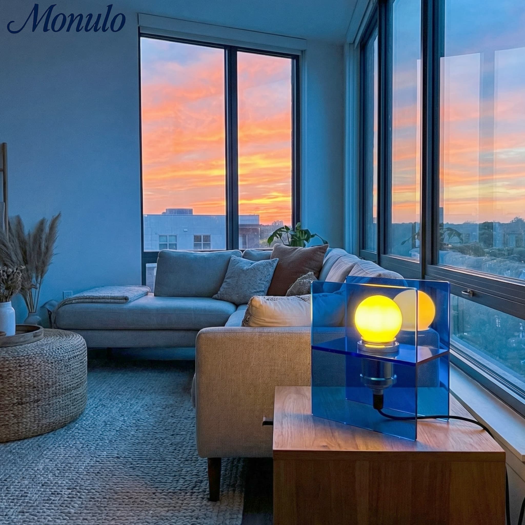 Sunset Ocean Horizon Gradient Tischlampe – Moderne Acryl-Lampe fürs Schlafzimmer | Souliia