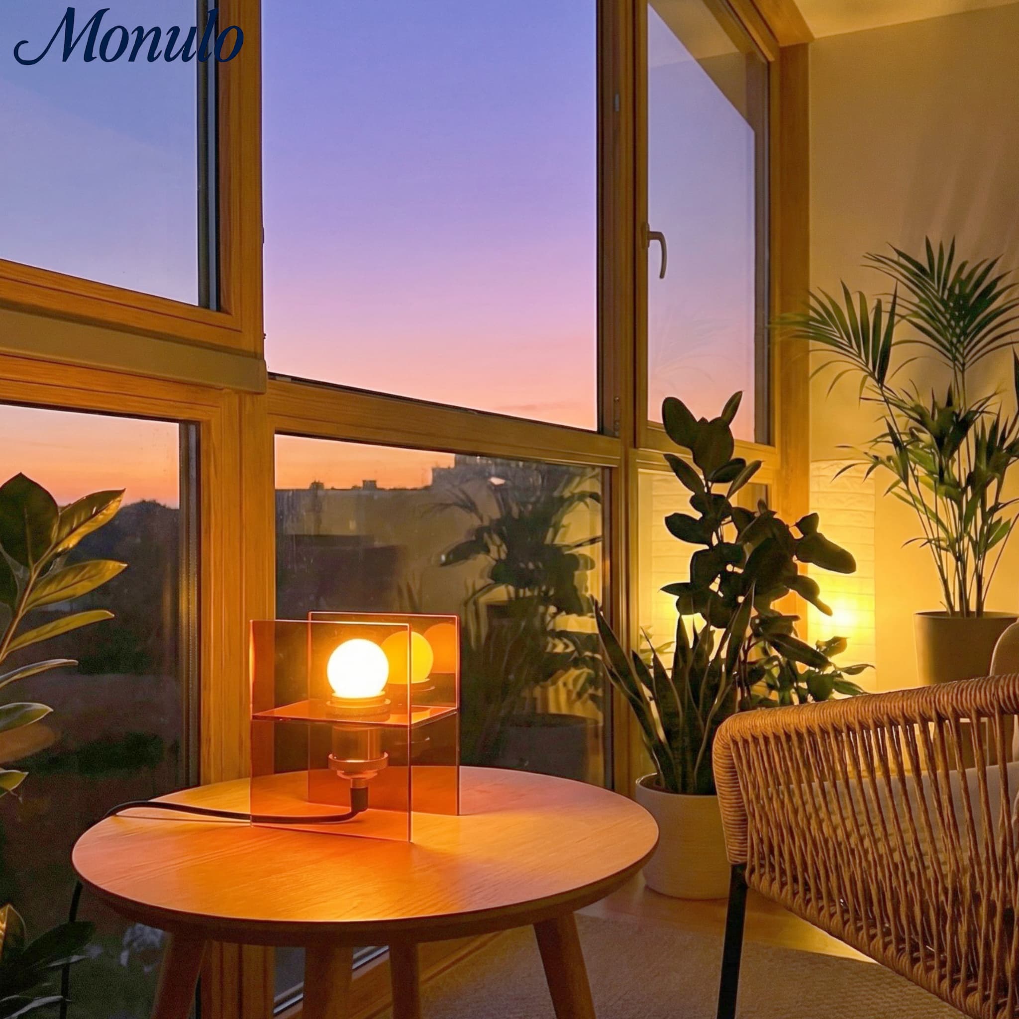 Sunset Ocean Horizon Gradient Tischlampe – Moderne Acryl-Lampe fürs Schlafzimmer | Souliia