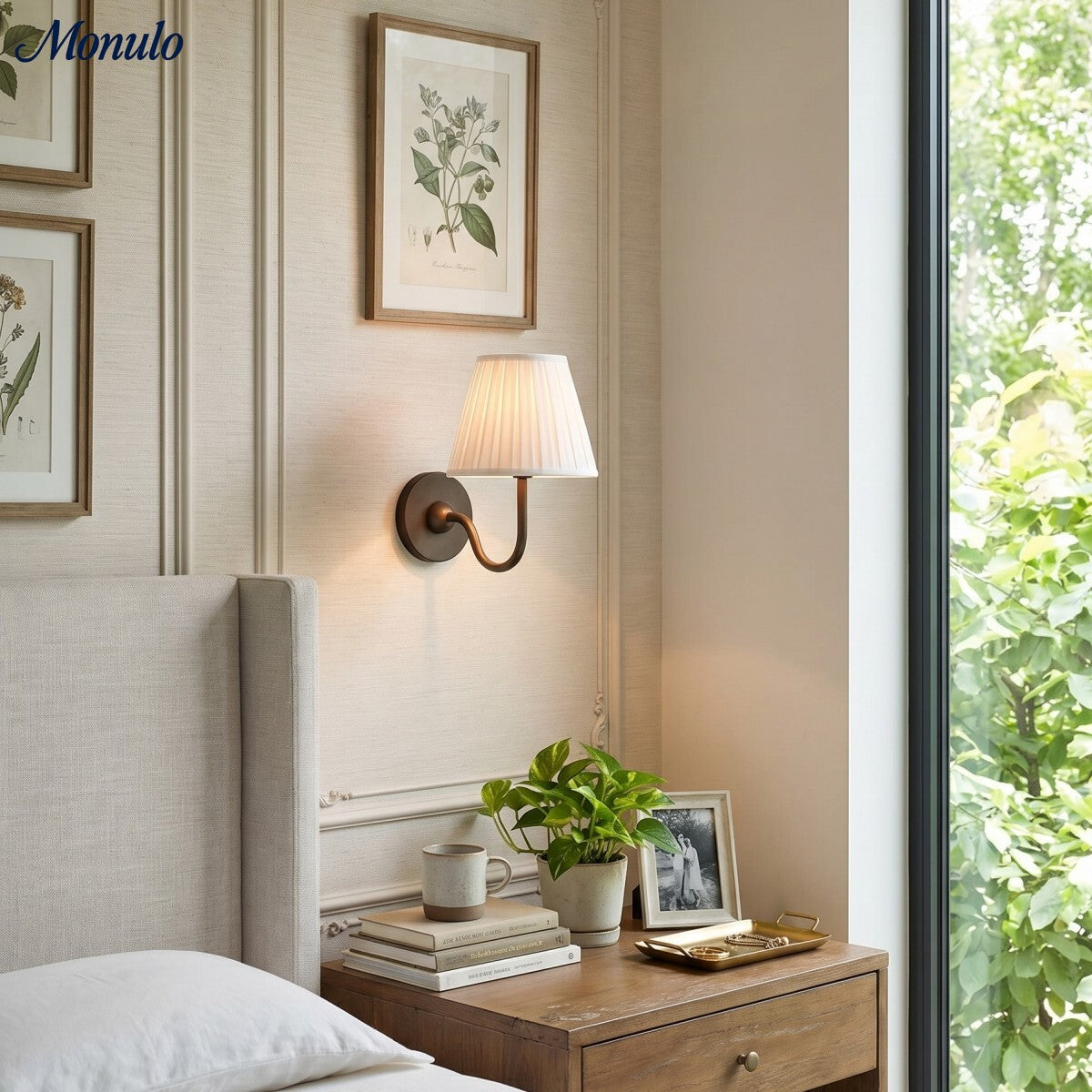 Luvora Fabric Shade Wall Sconce with Drum Shade - Classic Pleated Sconce Light | Souliia