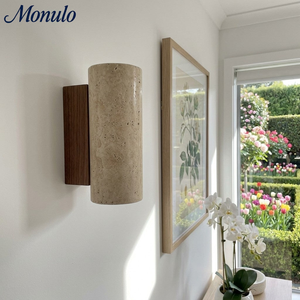Slivara Natural Stone Wall Sconce - Vintage Light for Living Room | Souliia