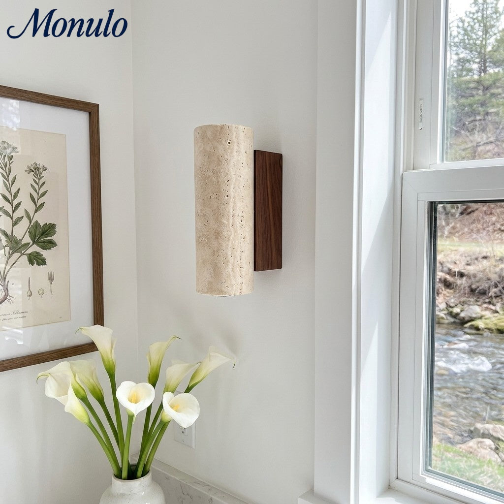 Slivara Natural Stone Wall Sconce - Vintage Light for Living Room | Souliia