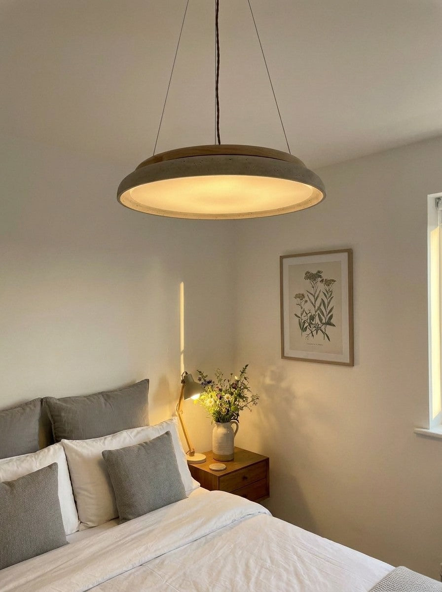 Torvella Textured Ring Travertine Pendant Ceiling Lamp - Entryway Statement Light | Souliia