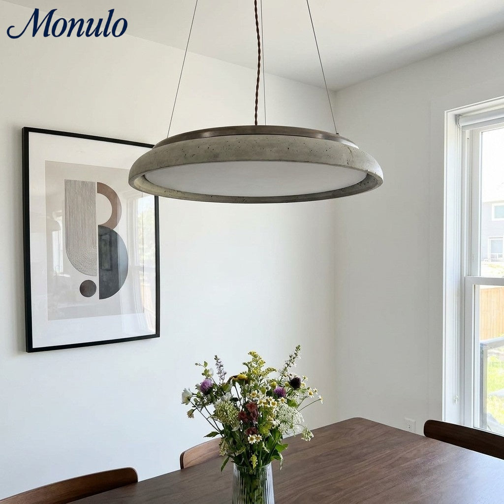 Torvella Textured Ring Travertine Pendant Ceiling Lamp - Entryway Statement Light | Souliia