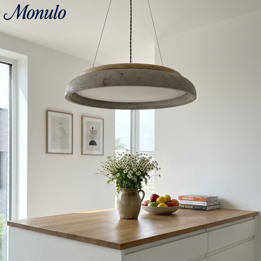 Torvella Textured Ring Travertine Pendant Ceiling Lamp - Entryway Statement Light | Souliia