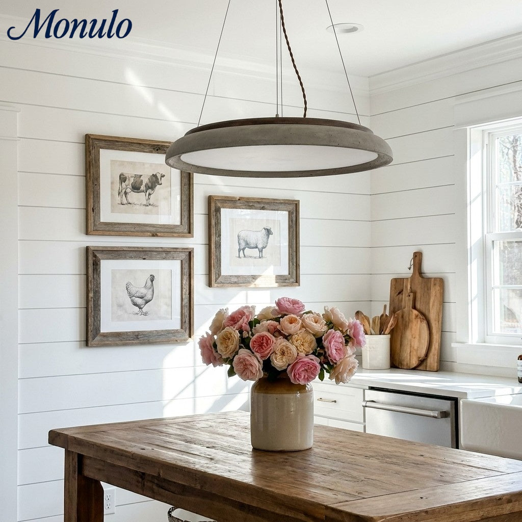 Torvella Textured Ring Travertine Pendant Ceiling Lamp - Entryway Statement Light | Souliia