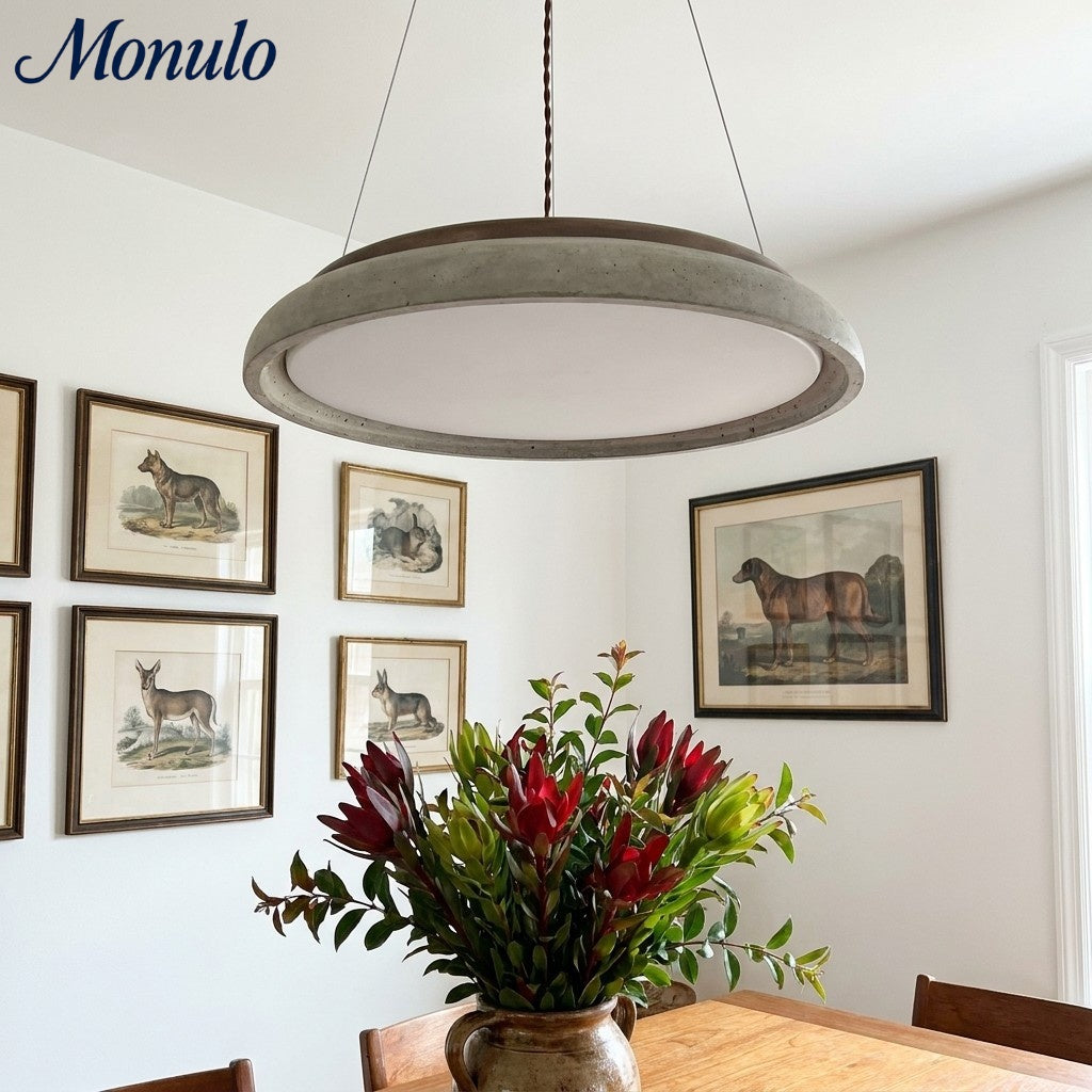 Torvella Textured Ring Travertine Pendant Ceiling Lamp - Entryway Statement Light | Souliia