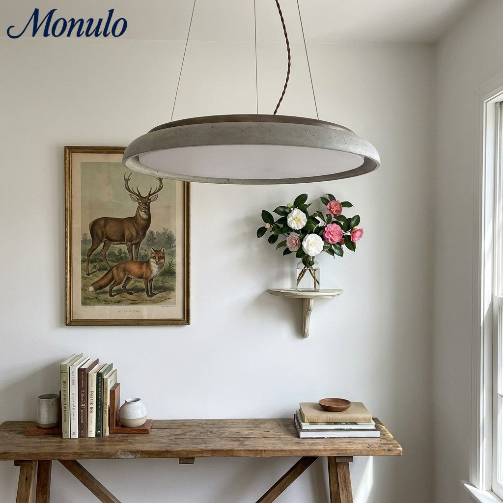 Torvella Textured Ring Travertine Pendant Ceiling Lamp - Entryway Statement Light | Souliia
