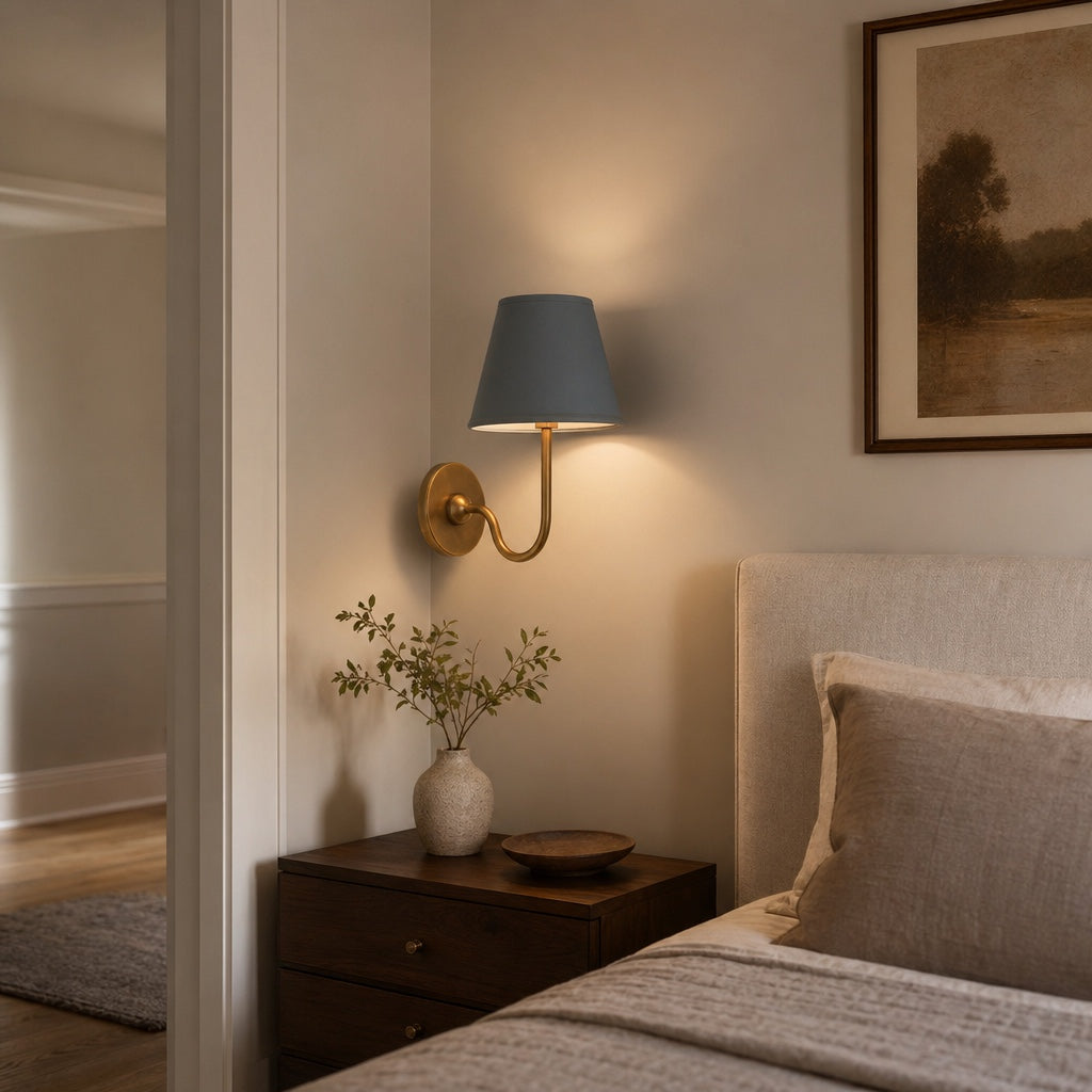 Luvora Fabric Shade Wall Sconce with Drum Shade - Classic Pleated Sconce Light | Souliia