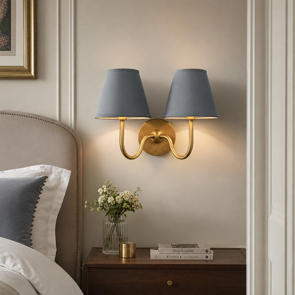 Luvora Fabric Shade Wall Sconce with Drum Shade - Classic Pleated Sconce Light | Souliia