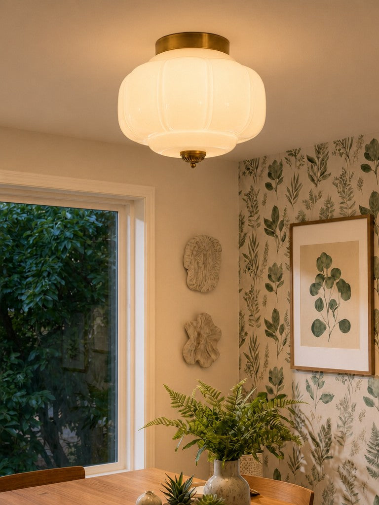 Retro Milk Semi Flush Mount Eloise Ceiling Light | Souliia