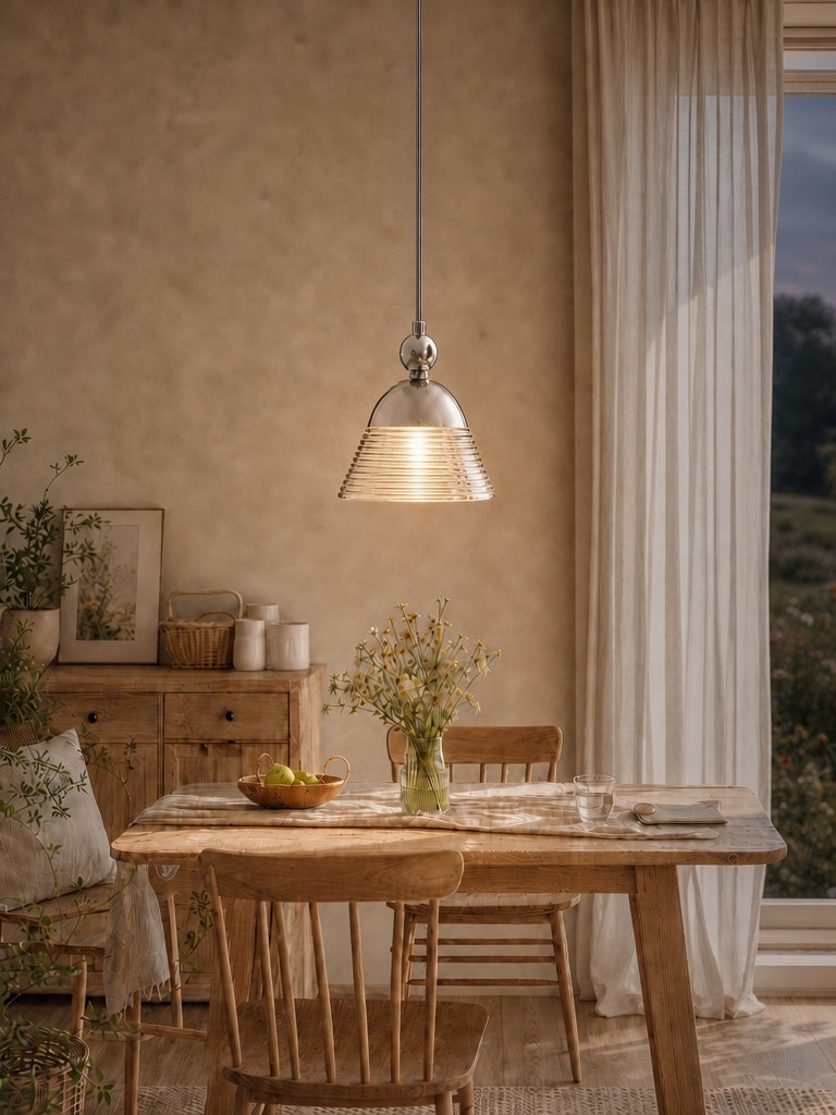 Sunset Pendant Light – Ribbed Glass Shade With Chrome technique - AFTERGLOW L1 | Souliia