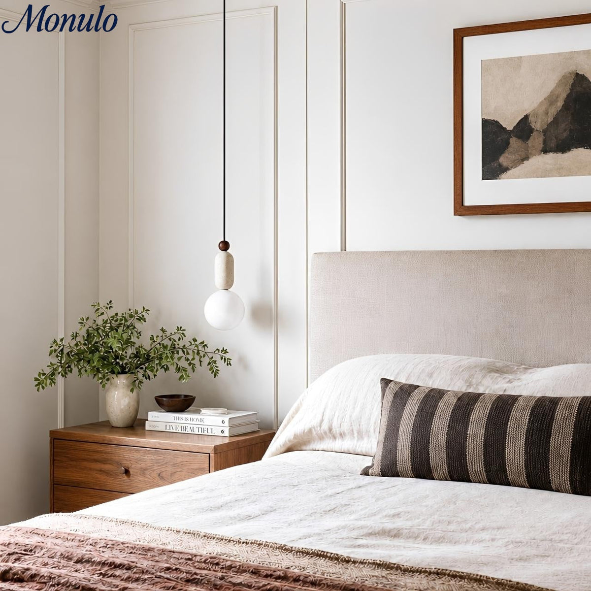 Lampada a sospensione moderna in travertino a tre anelli | Souliia
