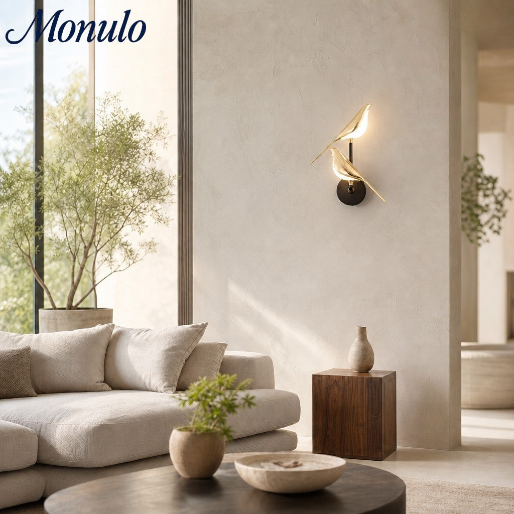 Pawdia Bird Wall Sconce - Metal Acrylic Modern LED Wall Lamp for Bedroom and Hallway | Souliia