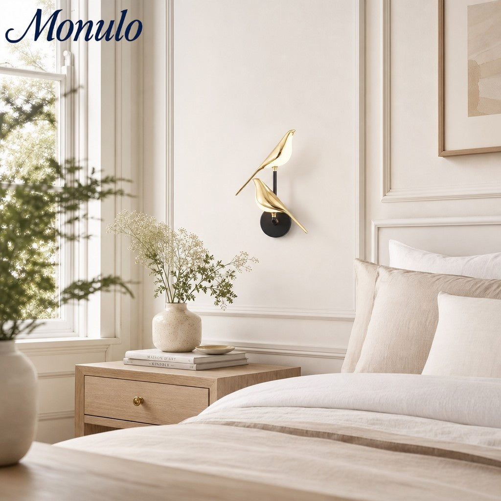 Pawdia Bird Wall Sconce - Metal Acrylic Modern LED Wall Lamp for Bedroom and Hallway | Souliia