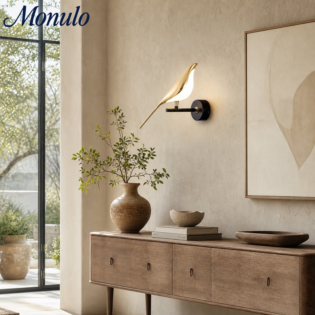 Pawdia Bird Wall Sconce - Metal Acrylic Modern LED Wall Lamp for Bedroom and Hallway | Souliia