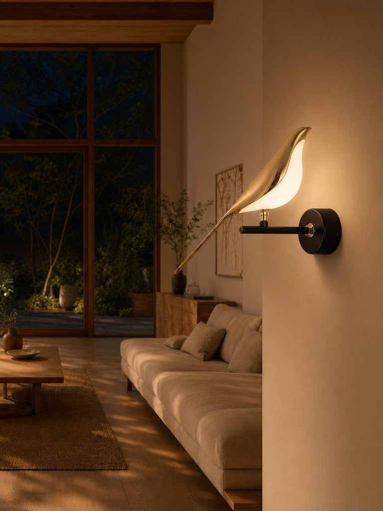 Pawdia Bird Wall Sconce - Metal Acrylic Modern LED Wall Lamp for Bedroom and Hallway | Souliia