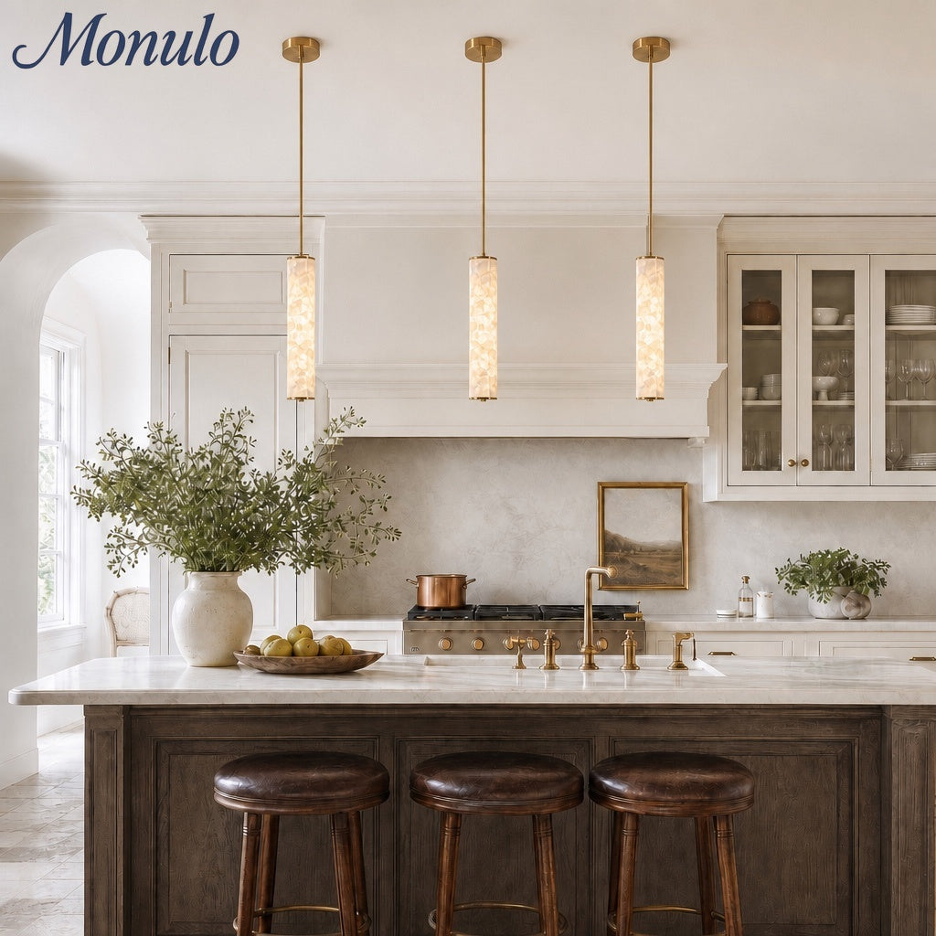 Slender Capiz Shell Cylinder Nordic Pendant Light – For Bedroom and Dining Room | Souliia