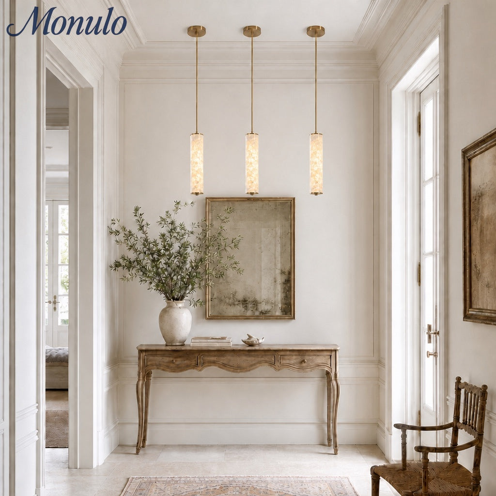 Slender Capiz Shell Cylinder Nordic Pendant Light – For Bedroom and Dining Room | Souliia