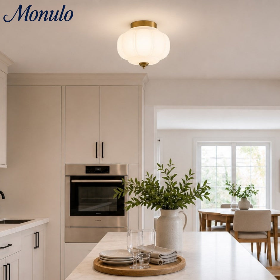 Retro Milk Semi Flush Mount Eloise Ceiling Light | Souliia