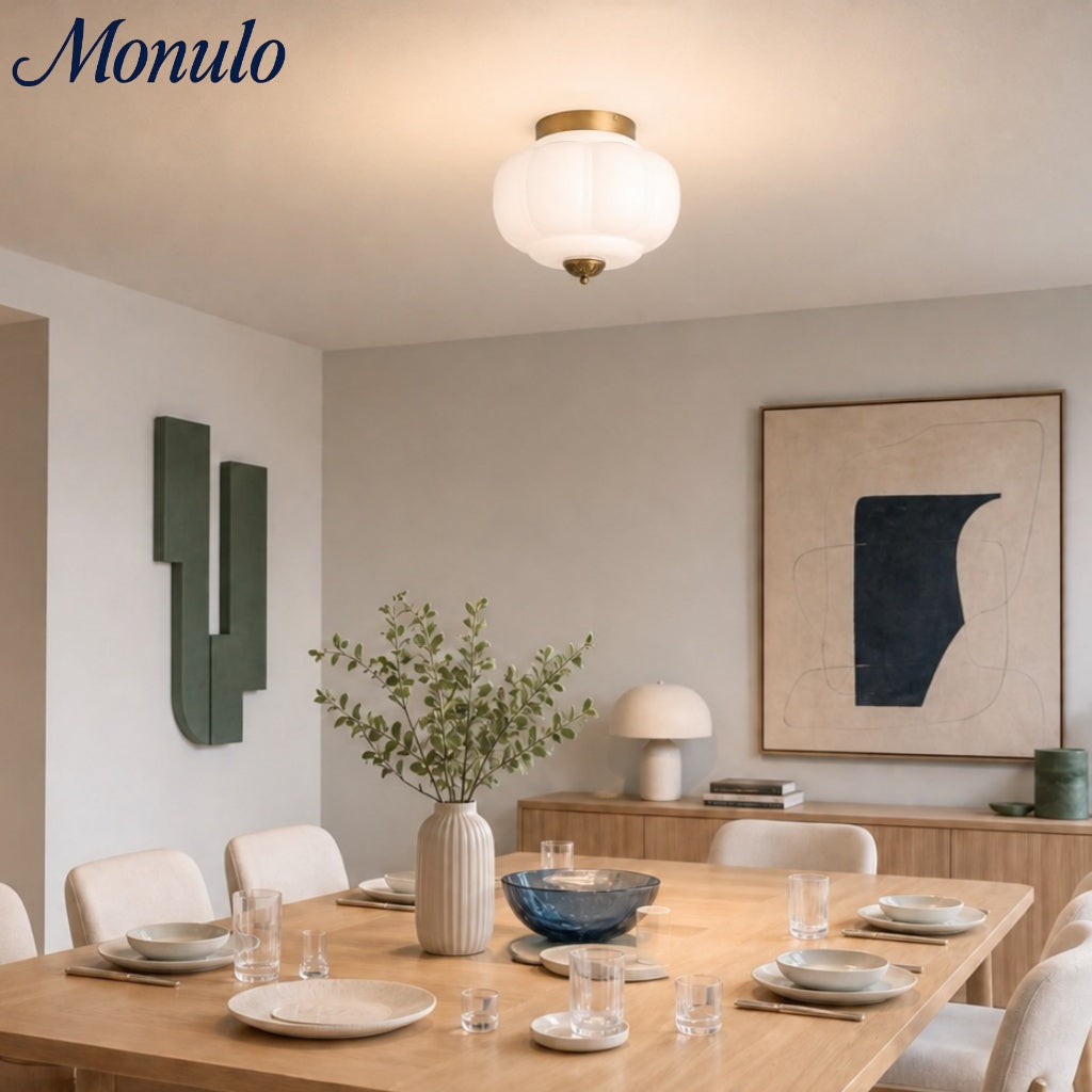 Retro Milk Semi Flush Mount Eloise Ceiling Light | Souliia