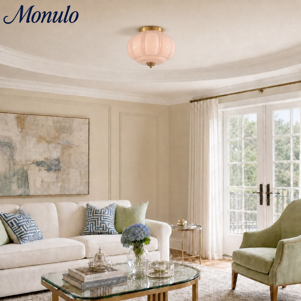 Retro Milk Semi Flush Mount Eloise Ceiling Light | Souliia