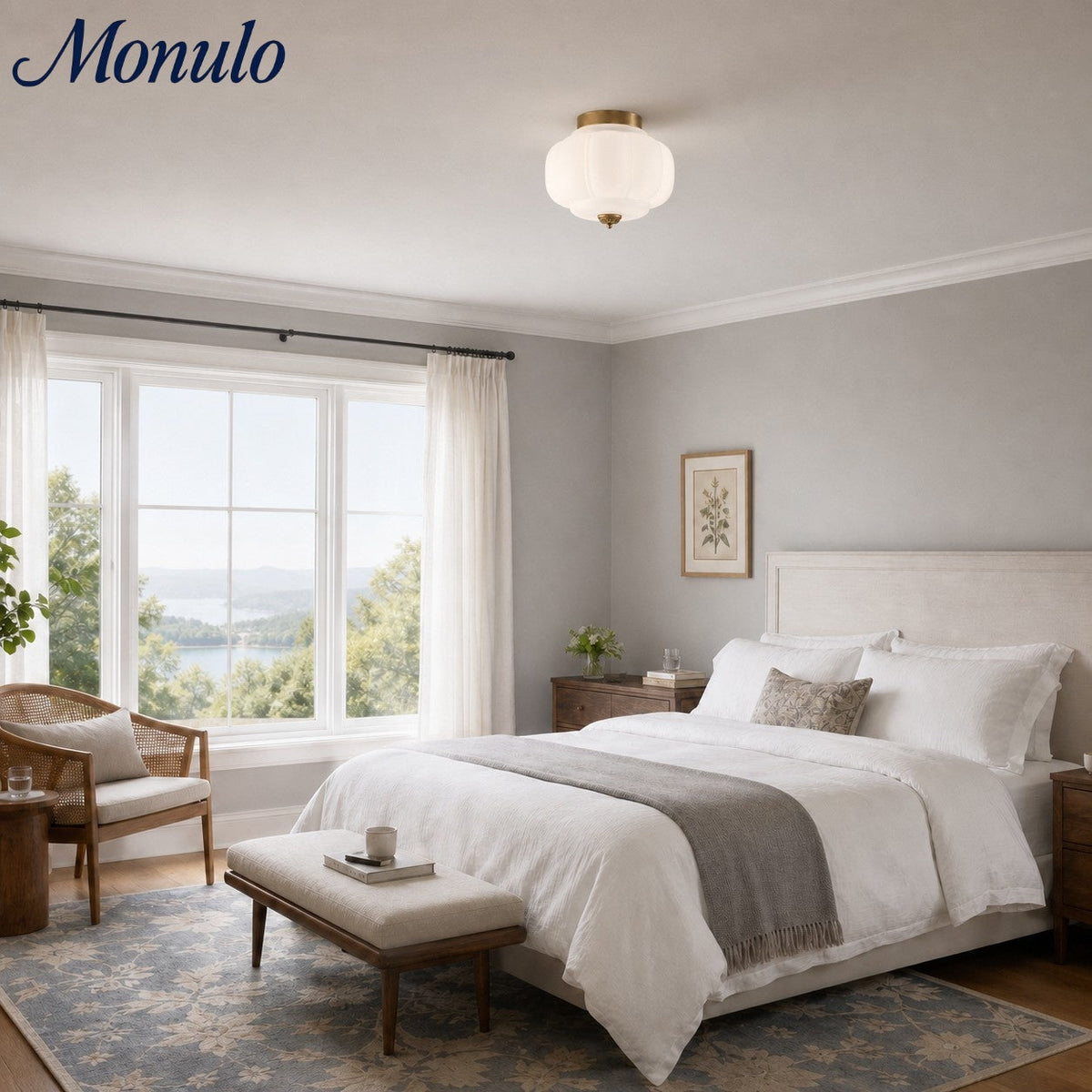 Retro Milk Semi Flush Mount Eloise Ceiling Light | Souliia