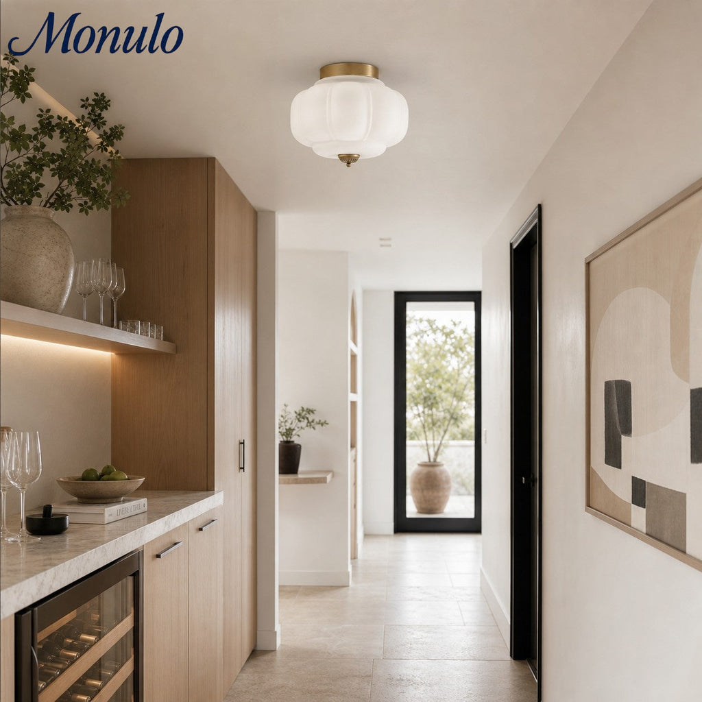 Retro Milk Semi Flush Mount Eloise Ceiling Light | Souliia