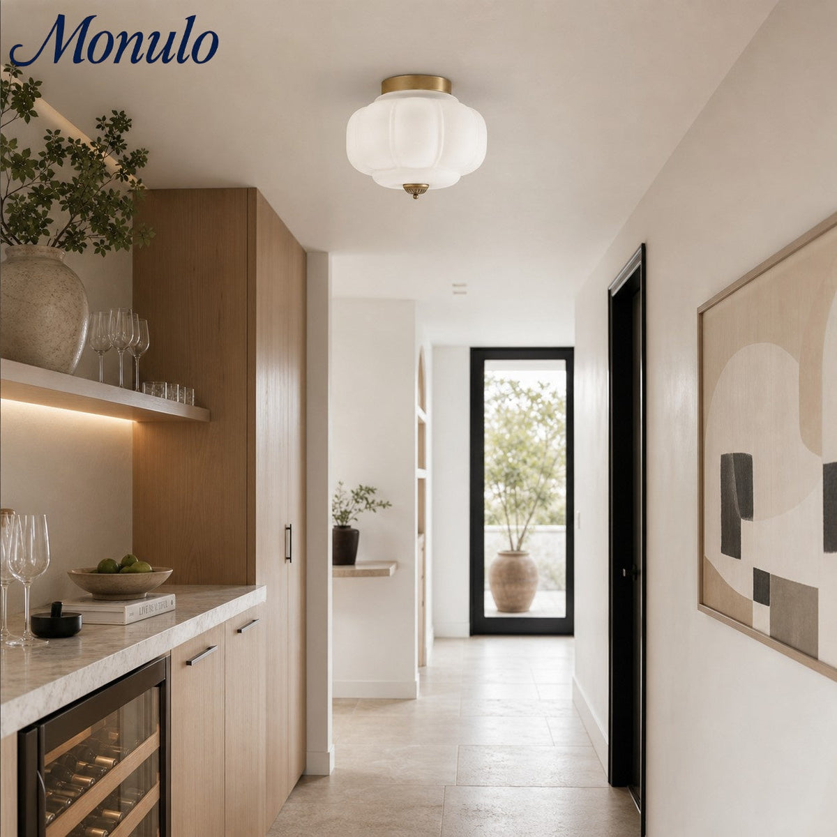 Retro Milk Semi Flush Mount Eloise Ceiling Light | Souliia