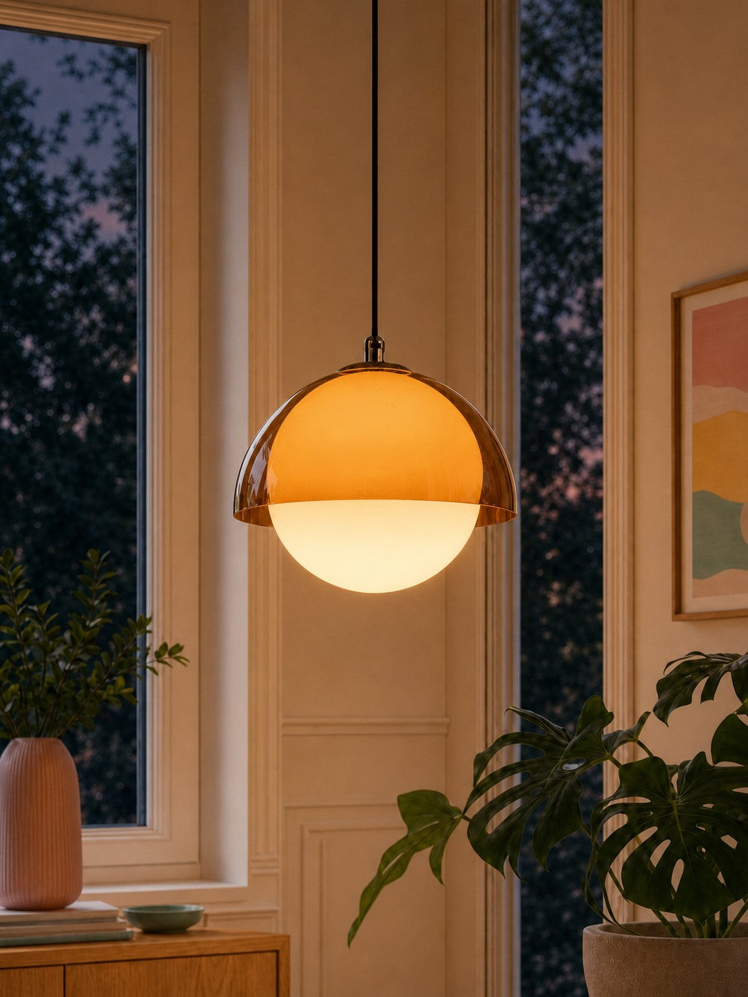 Sunset Afterglow Vintage Pendant Lamp Decorative Ambient Pendant Light for Bedroom and Reading Nook | Souliia