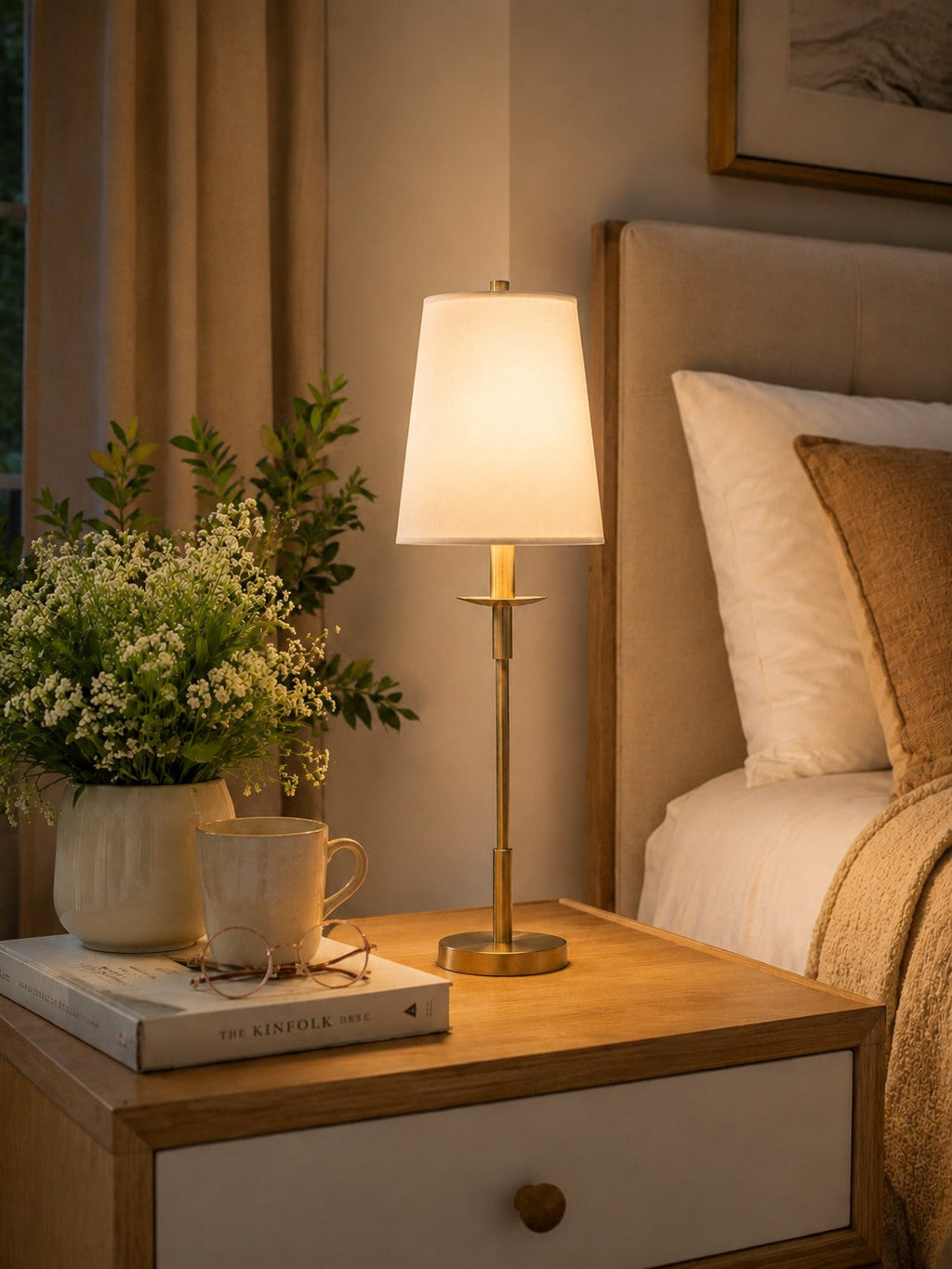 Rowan Linen Iron Table Lamp - Elegant Traditional Bedside Lighting | Souliia