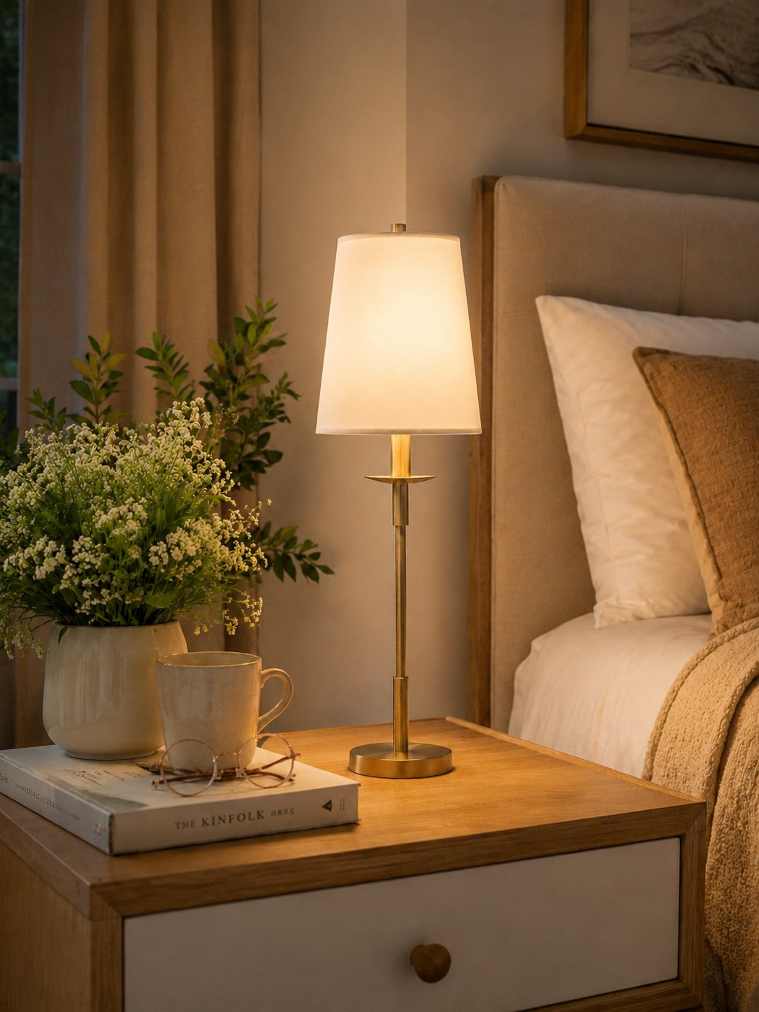 Rowan Linen Iron Table Lamp - Elegant Traditional Bedside Lighting | Souliia