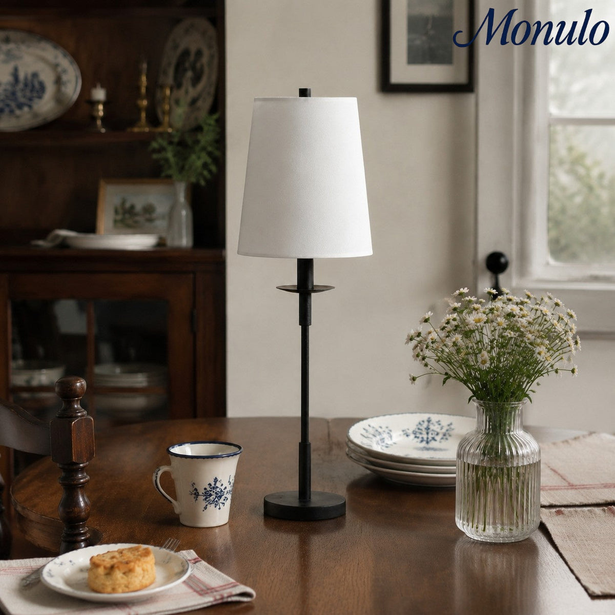 Rowan Linen Iron Table Lamp - Elegant Traditional Bedside Lighting | Souliia
