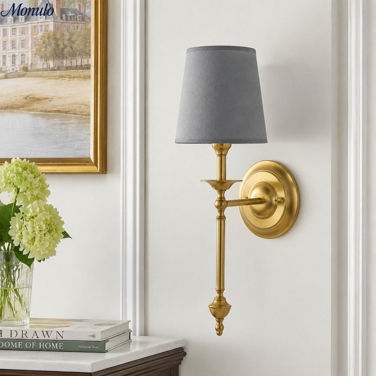 Rowan Fabric Shade Wall Sconce in Antique Copper - Vintage Luxury Light for Interiors | Souliia