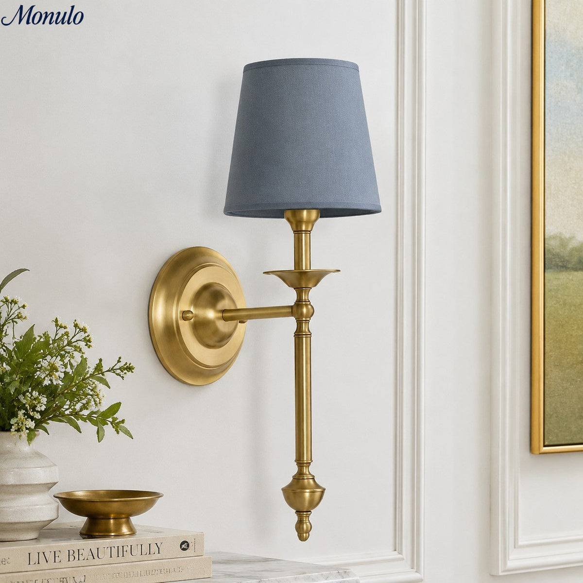 Rowan Fabric Shade Wall Sconce in Antique Copper - Vintage Luxury Light for Interiors | Souliia
