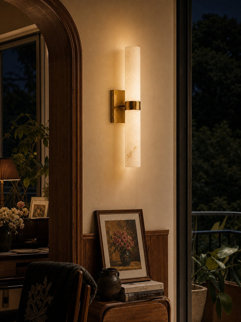 Marcellus Luxus Alabaster Röhrenwandleuchte Moderne Architektonische Wandleuchte für Nachttisch und Schminkbereich | Souliia