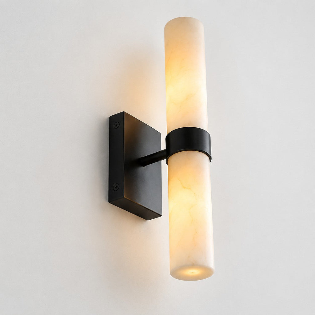 Marcellus Luxus Alabaster Röhrenwandleuchte Moderne Architektonische Wandleuchte für Nachttisch und Schminkbereich | Souliia