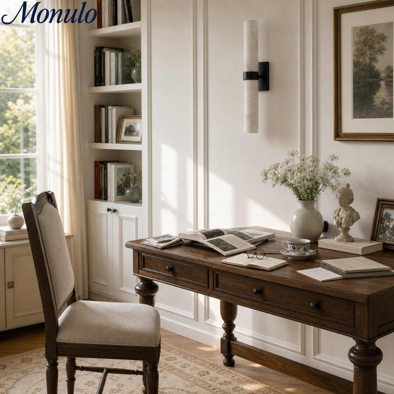 Marcellus Luxus Alabaster Röhrenwandleuchte Moderne Architektonische Wandleuchte für Nachttisch und Schminkbereich | Souliia