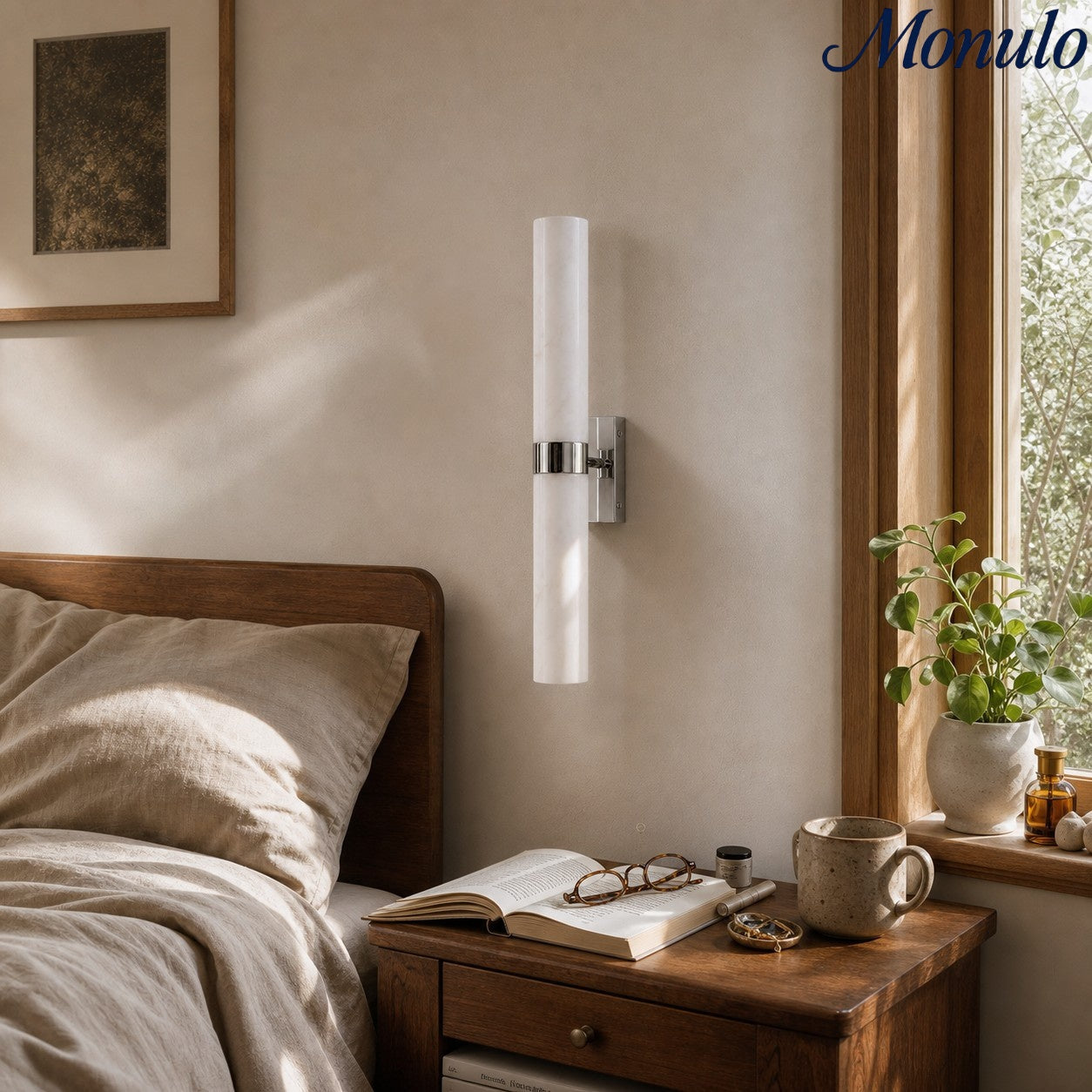 Marcellus Luxus Alabaster Röhrenwandleuchte Moderne Architektonische Wandleuchte für Nachttisch und Schminkbereich | Souliia