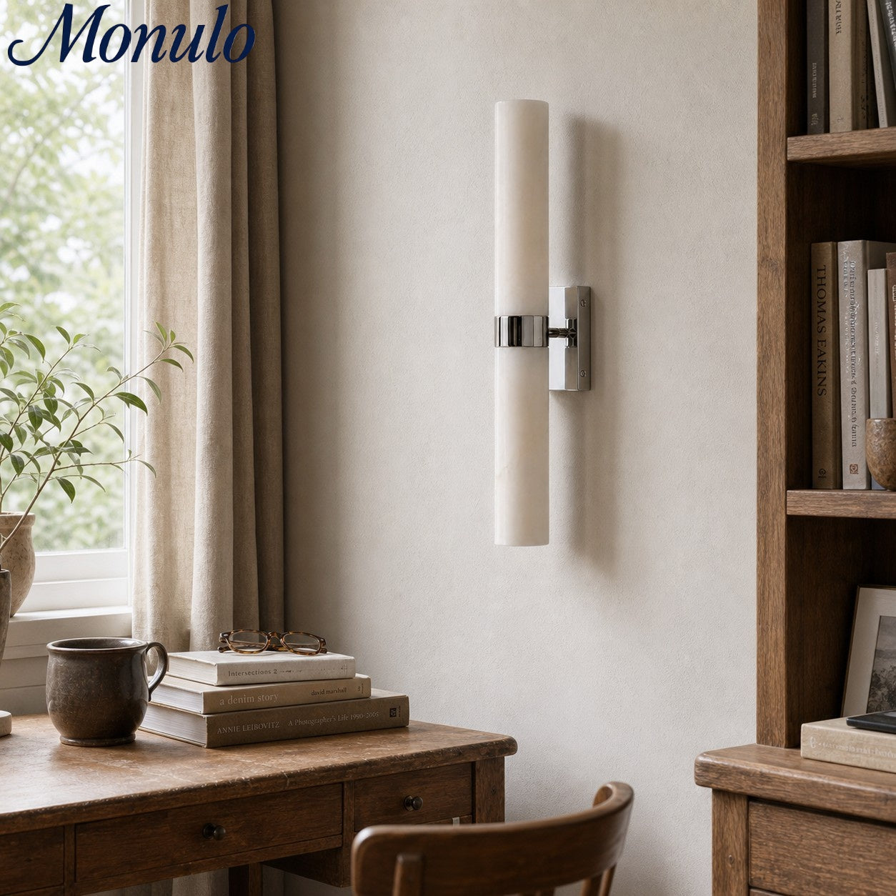 Marcellus Luxus Alabaster Röhrenwandleuchte Moderne Architektonische Wandleuchte für Nachttisch und Schminkbereich | Souliia