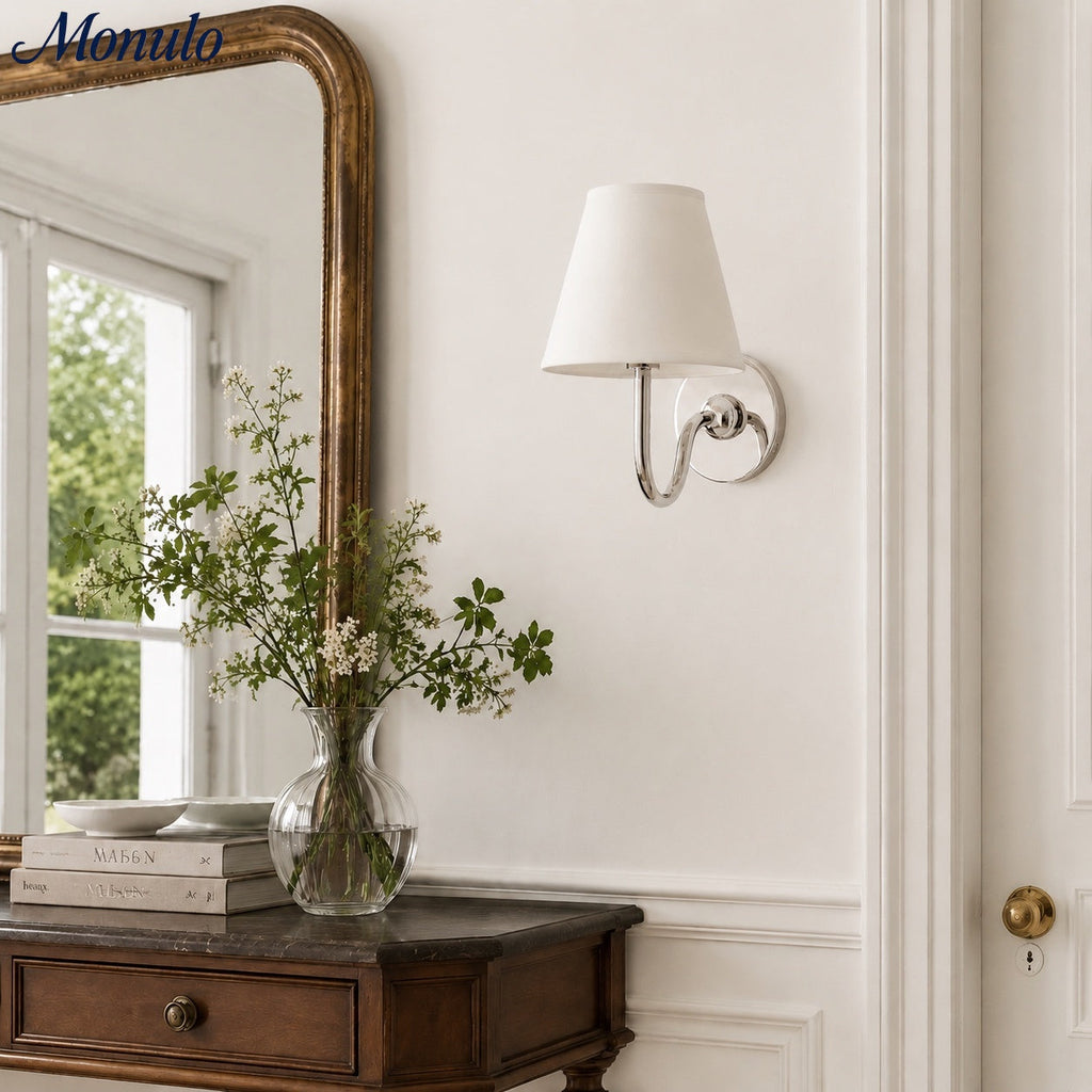 Luvora Fabric Shade Wall Sconce with Drum Shade - Classic Pleated Sconce Light | Souliia