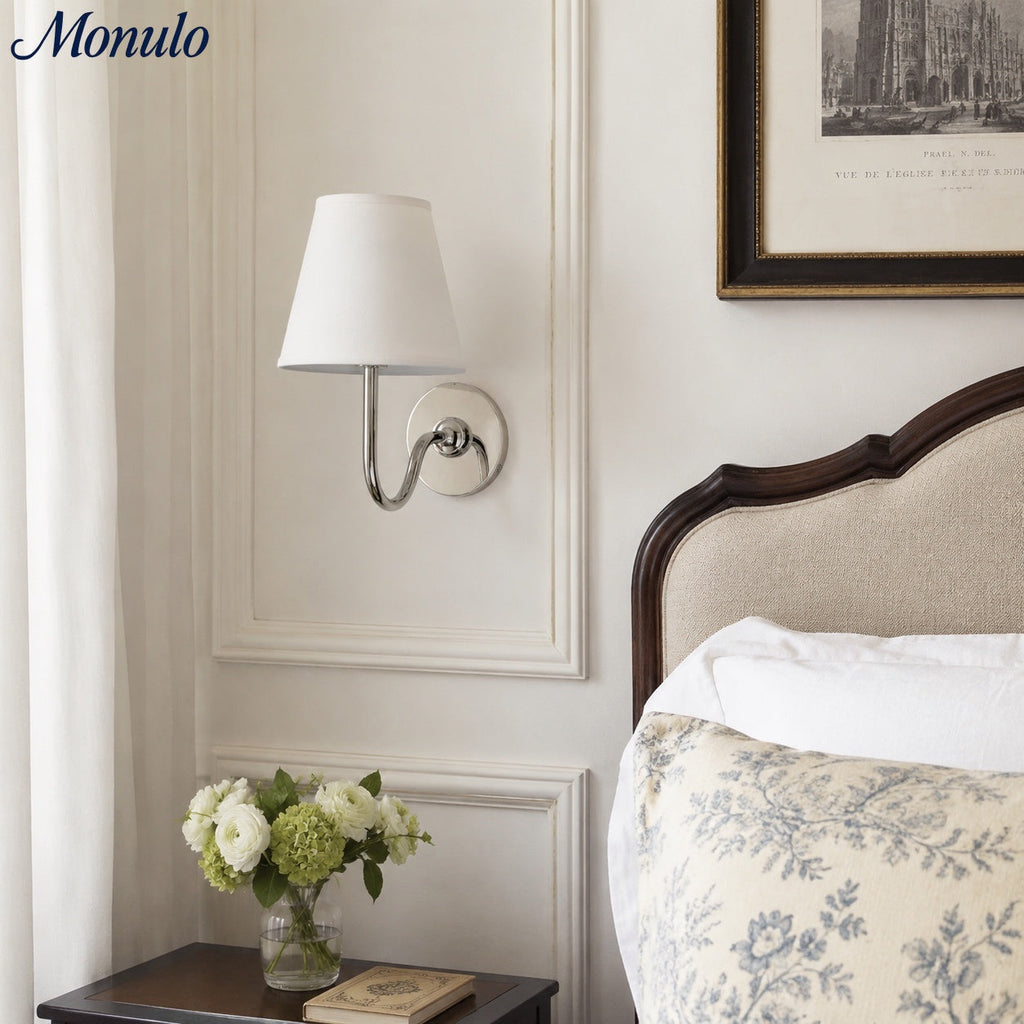Luvora Fabric Shade Wall Sconce with Drum Shade - Classic Pleated Sconce Light | Souliia