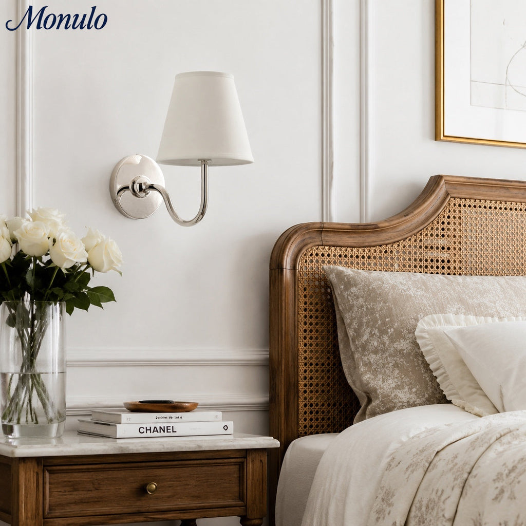 Luvora Fabric Shade Wall Sconce with Drum Shade - Classic Pleated Sconce Light | Souliia