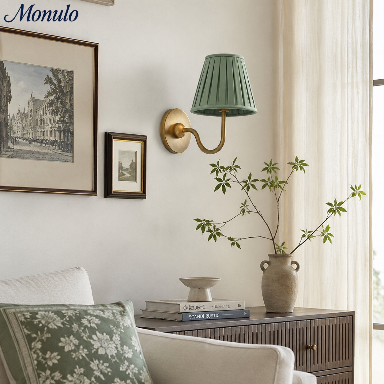 Luvora Fabric Shade Wall Sconce with Drum Shade - Classic Pleated Sconce Light | Souliia