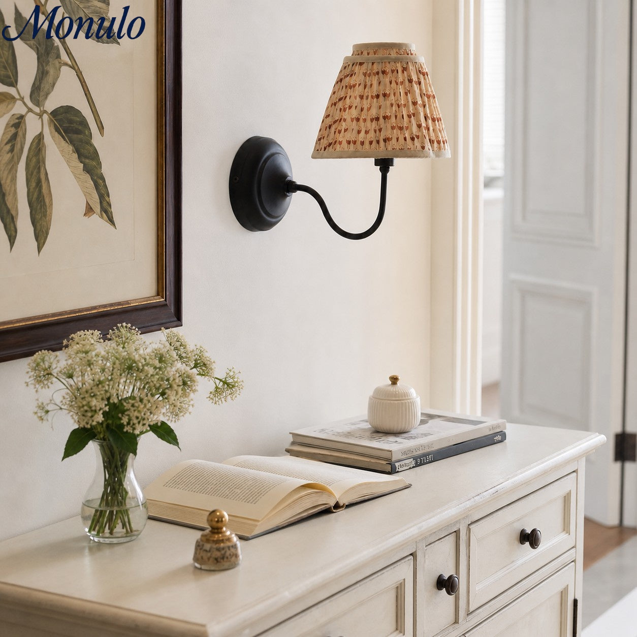 Solmire Contemporary Fabric Wall Sconce Fabric Metal Wall Light for Bedroom and Hallway Study Room | Souliia